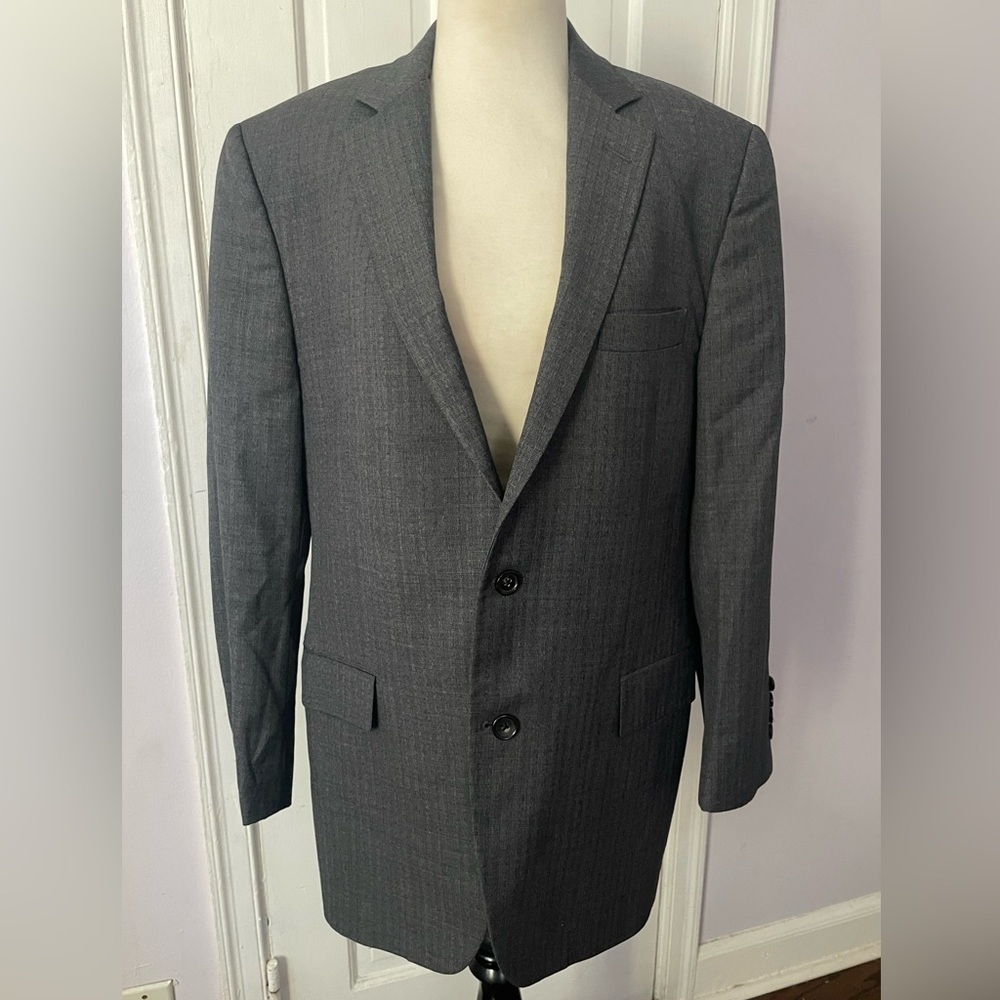 Brooks Brothers 1818 Fitzgerald Grey Herringbone Suit Jacket Italy Reda, 41R